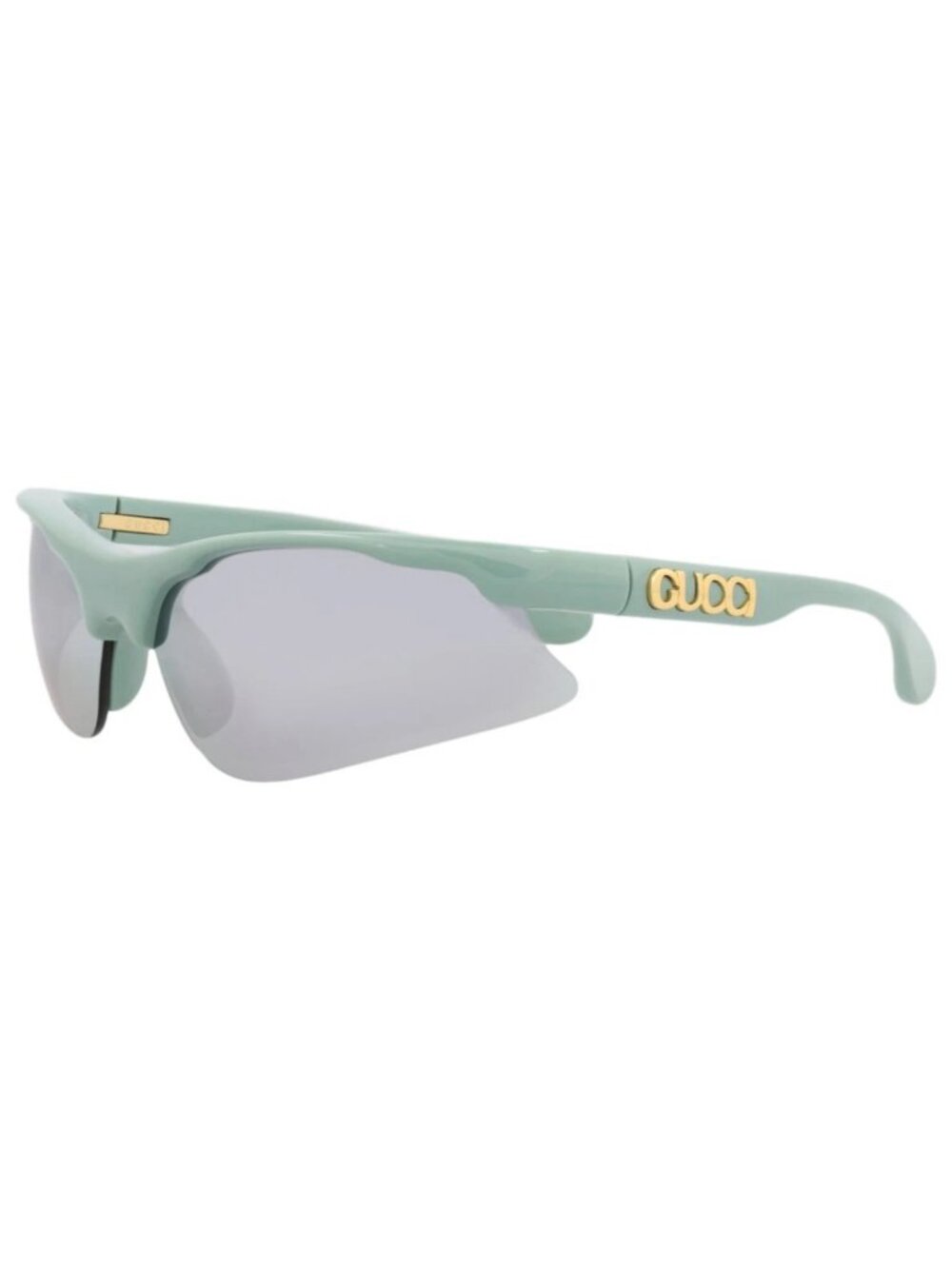 New Gucci Women's Eyeglasses Mens Shield Wrap Green Green Silver
